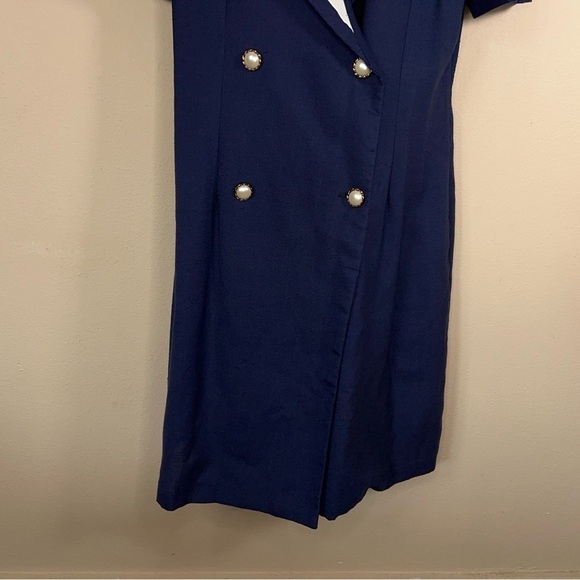 VINTAGE 13/14 SHELLY MICHAELS 1980’s BLUE WHITE SAILOR DRESS RETRO PINUP - Picture 5 of 14